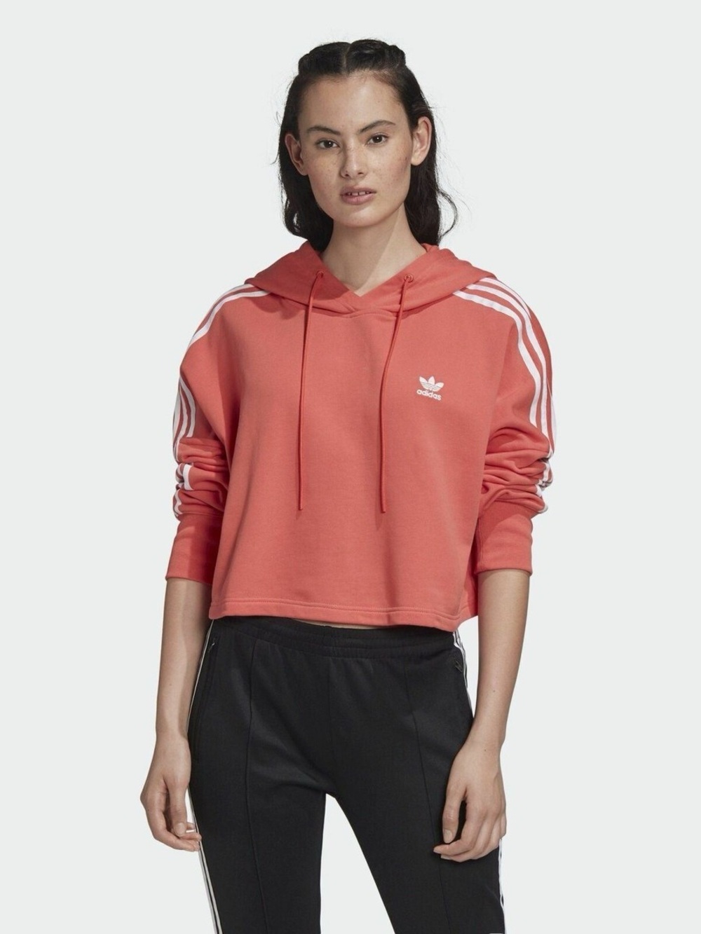 Adidas Women's Coral Hooded Cropped Sweatshirt